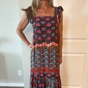 Anthropologie Boho Dress with Vibrant Print and Design